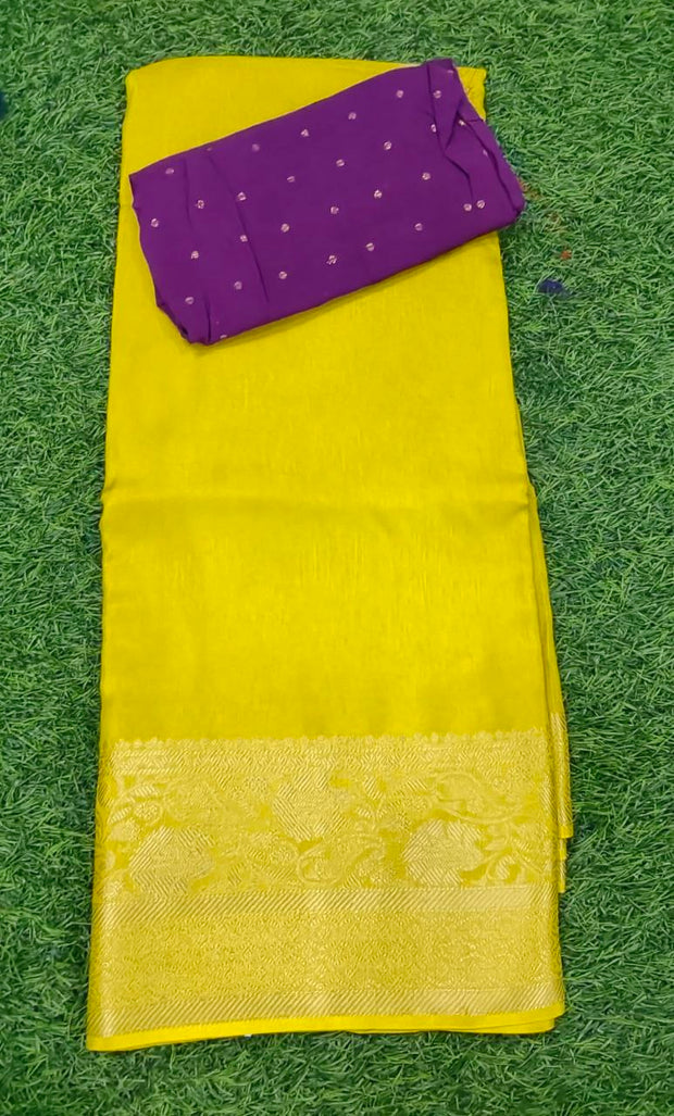 Yellow Mashru Georgette 1 J5-6E