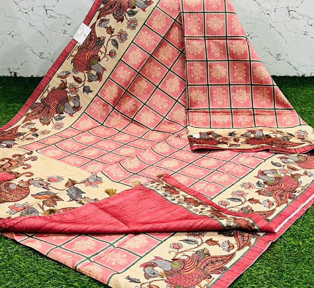 Pink Kalamkari Tussar 5 J5-9
