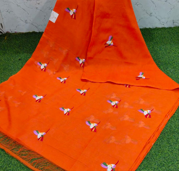 Orange Embroidery Handloom Mangalgiri 5 G5-2