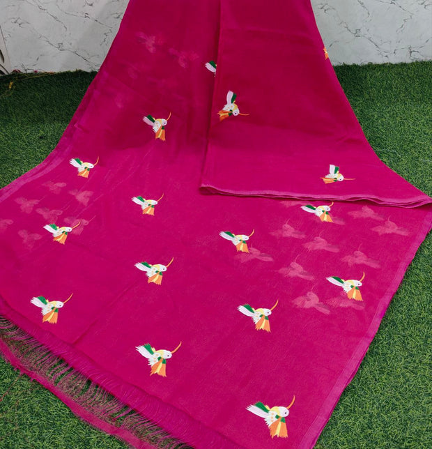Rani Pink Embroidery Handloom Mangalgiri 5 G5-4