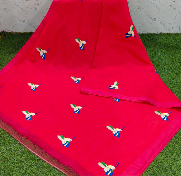 Red Embroidery Handloom Mangalgiri 5 G5-1