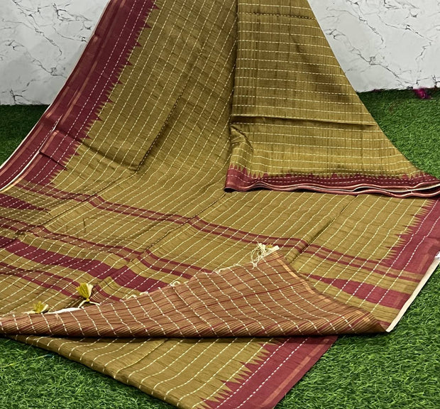 Mustard Yellow Khadi Pattu 10 J5-4