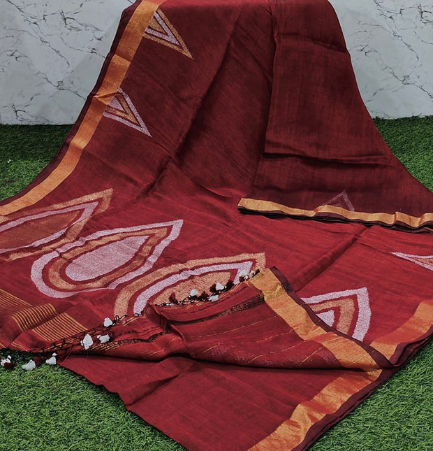 Maroon Pure Jamdani 18 J5-6