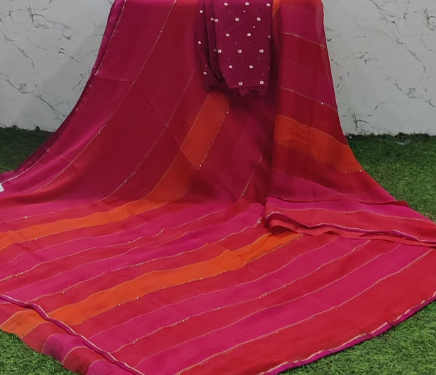 Red & Pink Georgette 13 G5-7