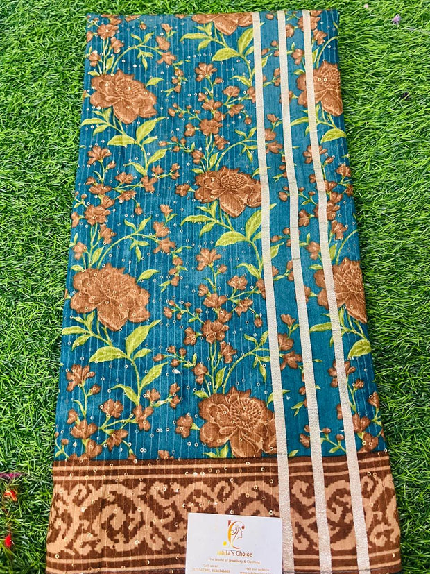 Peacock Blue Mysore Crepe 17 J5-7E