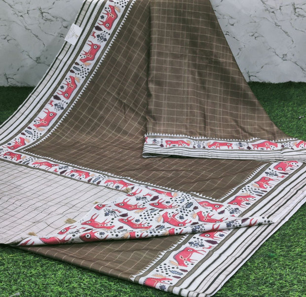 Brown Kalamkari Tasar 21 J5-5