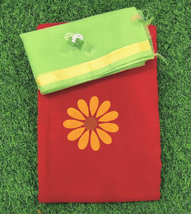 Red Floral Cotton 11 D5-11E