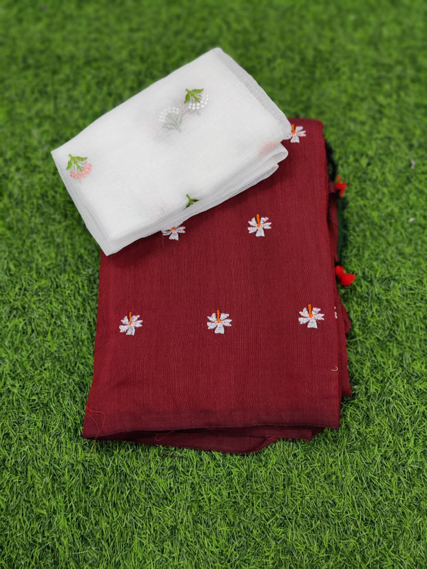 Maroon Floral Cotton 11 D5-5E