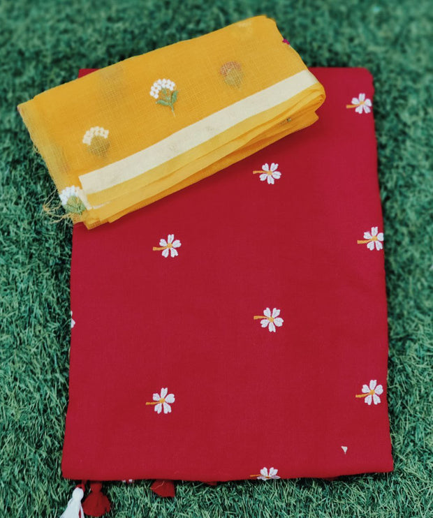 Red Floral Cotton 11 D5-6E