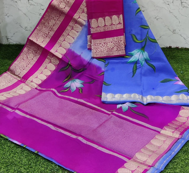 Lavender Blue Painting Silk Kota 13 D5-9