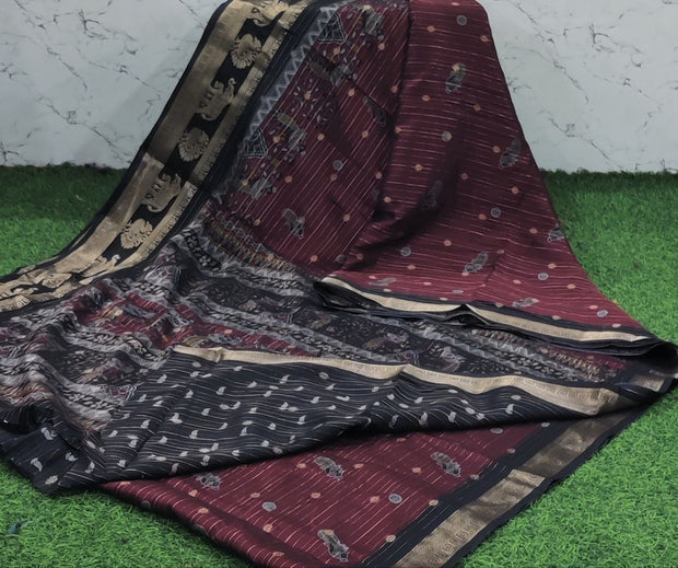 Maroon Kalamkari Mysore Crepe 19 G5-7