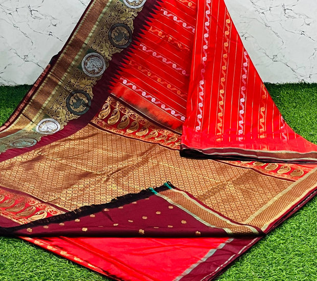 Red Handloom Gadwal 21 G5-6