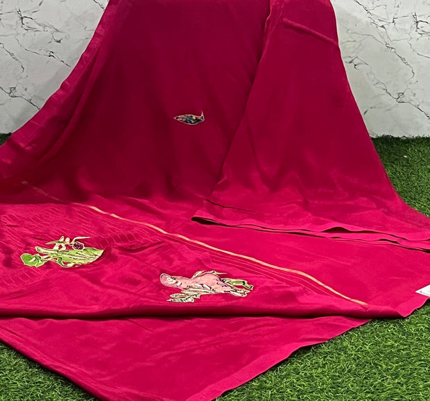 Pink Mangalgiri Applique Wrok 21 G5-12