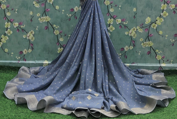 Grey Pure Georgette 23JAN12