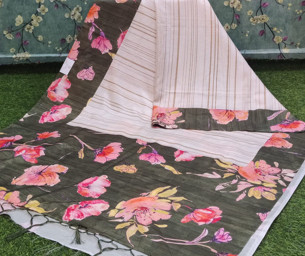 Cream Tussar Silk 17H12