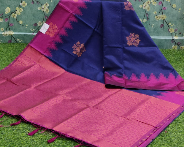 Dark Blue W Pink Mulberry Silk 8 I4-12