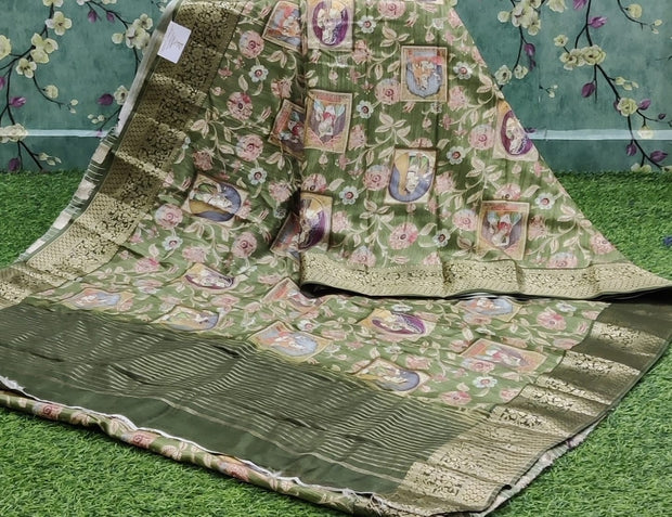 Mehandi Green  Dola Crepe Madhubandi 23 I4-3