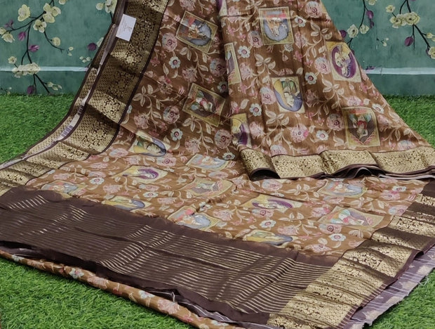 Beige Dola Crepe Madhubani 23 I4-5