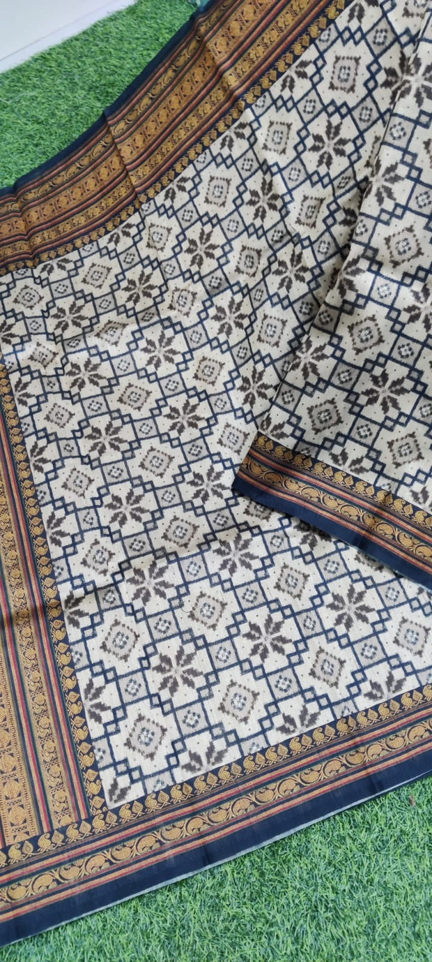 Cream Blue LW Tussar 25 K4-8