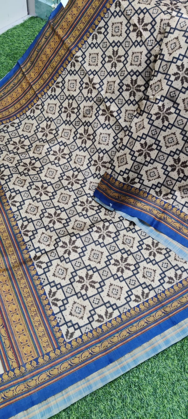 Cream Blue LW Tussar 25 K4-6