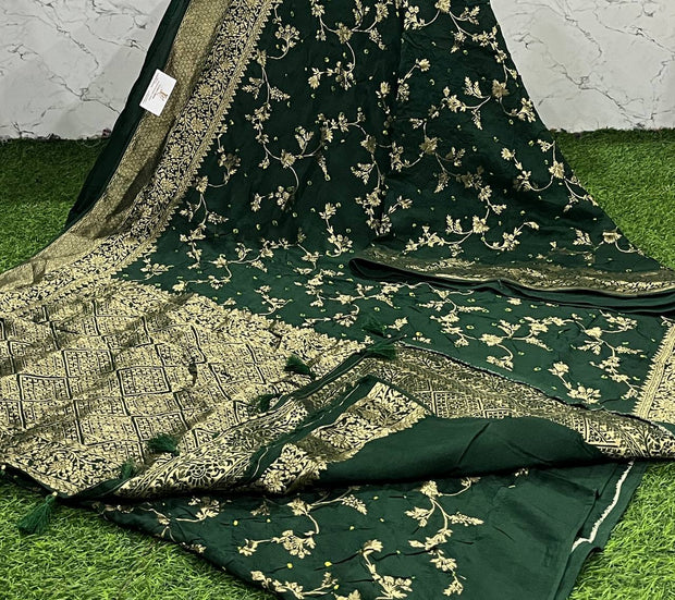 Bottle Green Bandhani Georgette 20 L4-4