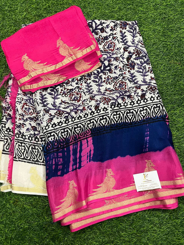 Blue-Pink Kadhi Georgette 16 B5-13