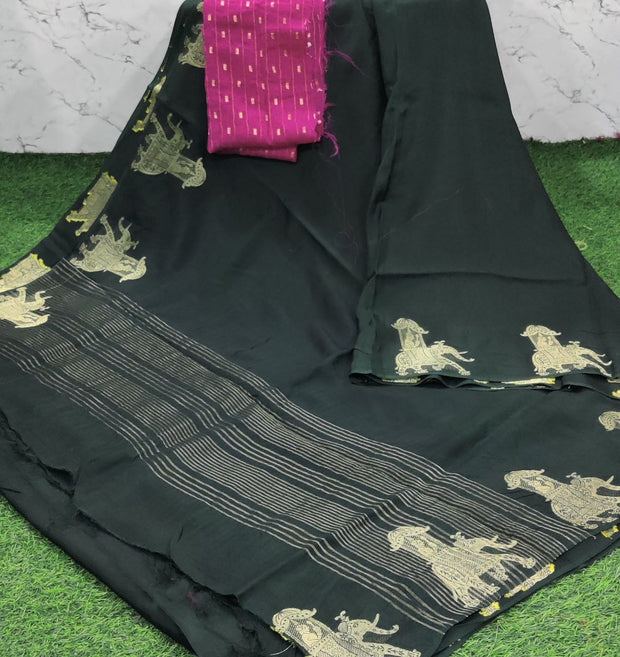 Bottle Green Russian Georgette 22 B5-5