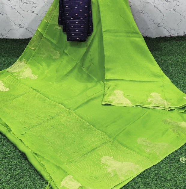 Parrot Green Russian Georgette 22 B5-6