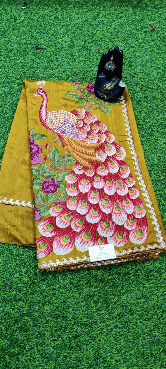 Mustard Tussar Embroidery 3 C5-4