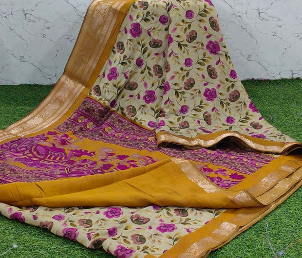 Yellow Floral Maheshwari 26 K5-13