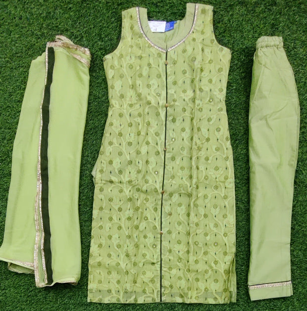 Green Chanderi Kurta SET 25May14 - Large Size