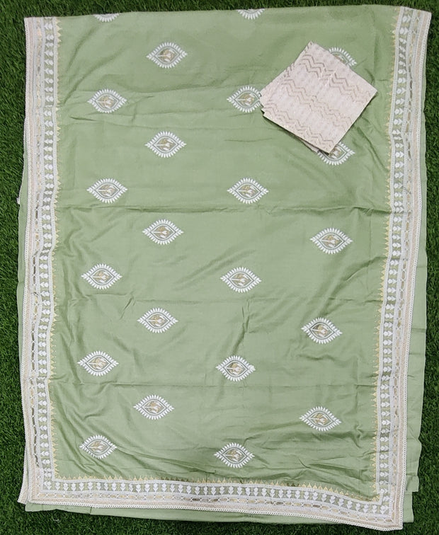 Light Pista Green Tussar Silk 3June1