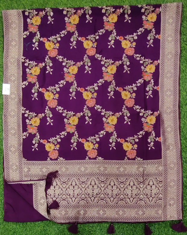 Grape Wine Pure Georgette Banarasi 4June7