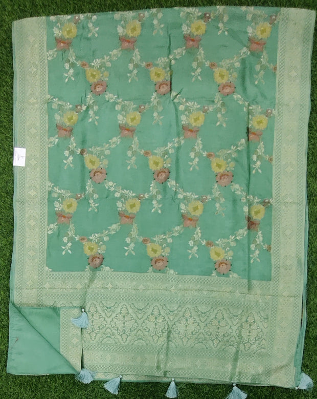 Pista Green Pure Georgette Banarasi 4June5