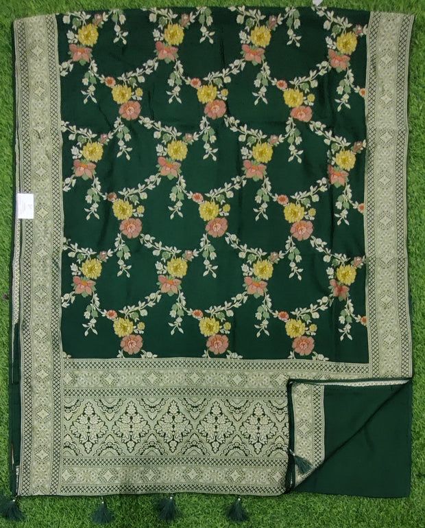 Bottle Green Pure Georgette Banarasi 4June4