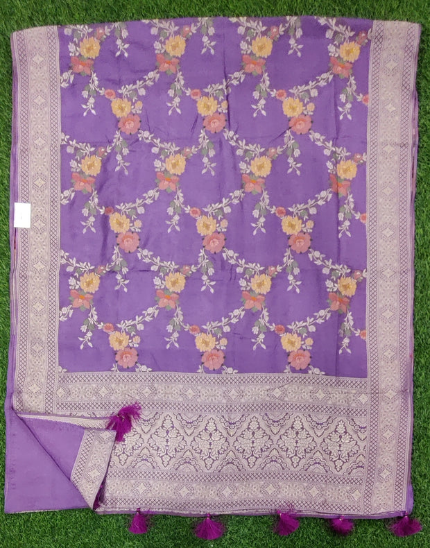 Lavender Pure Georgette Banarasi 4June9