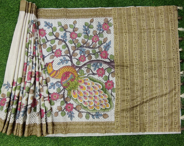 Cream Madhubani Tussar 8July4