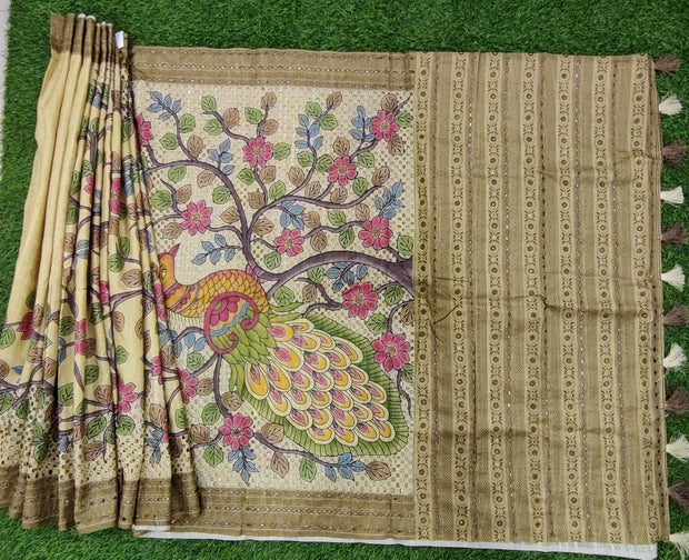 Light Yellow Madhubani Tussar 8July5