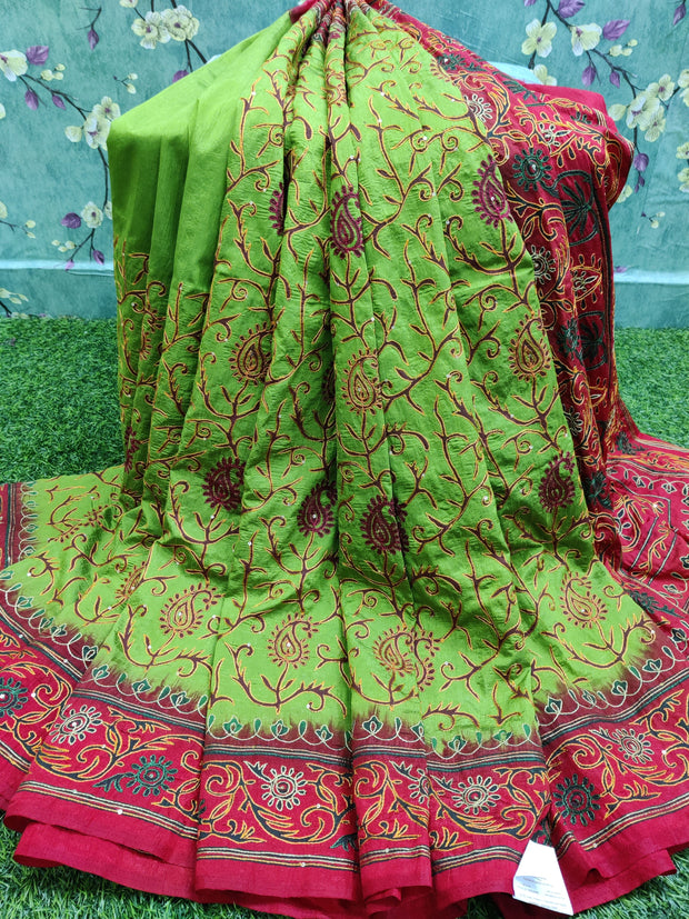 Parrot Green Raw Silk 8AUG8