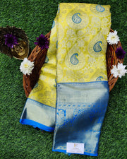 Yellow Kanchi Pattu Blue 23LV4