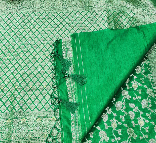 Dark Green  Jute Kattan Pattu 30AUG7E