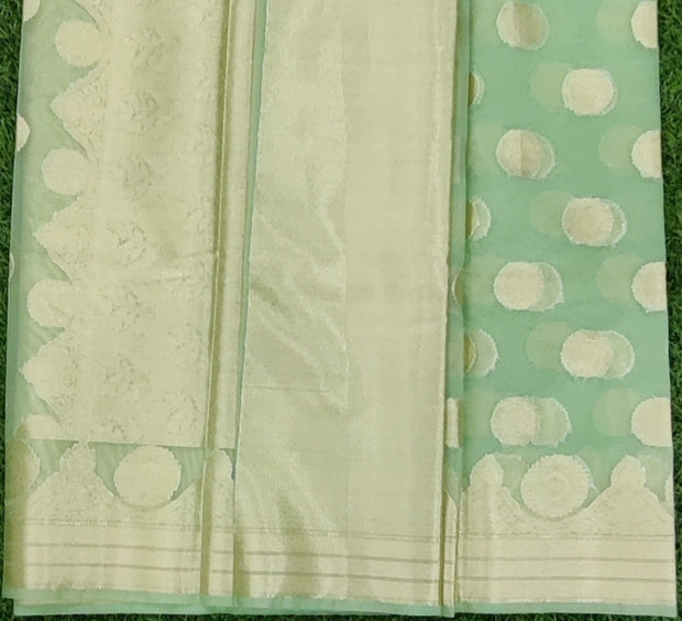 Light Green Banaras Organza 27Sep8