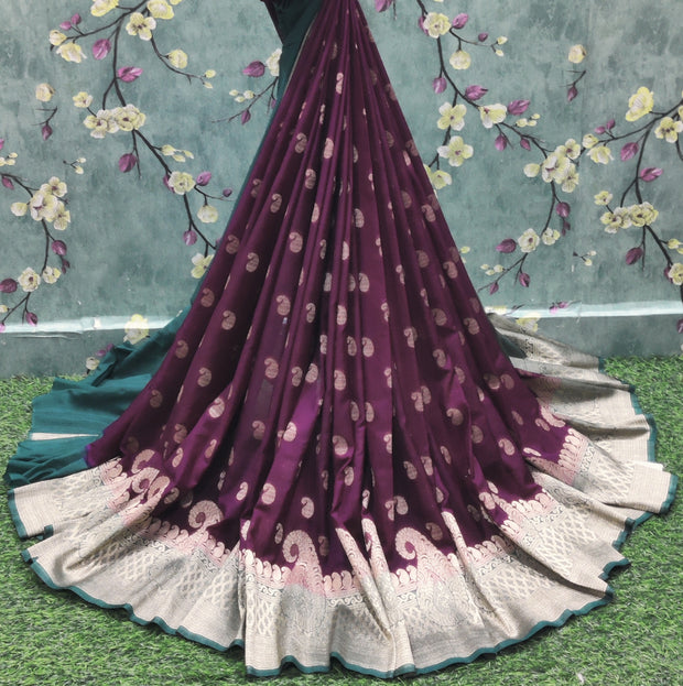 Burgundy Pure Gerogette  Banarasi 31OCT14