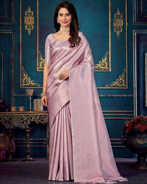 Lavender Kubera Pattu Kanjivaram Silk Saree