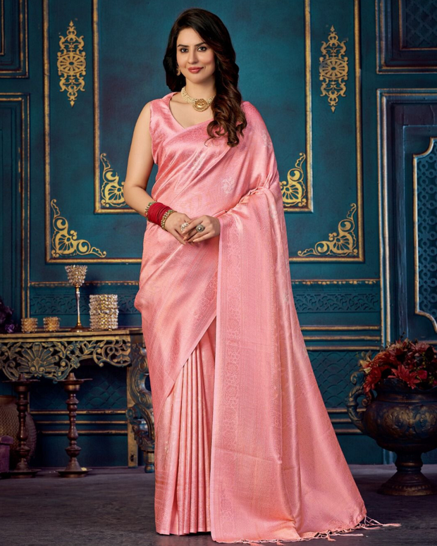 Pink Kubera Pattu Kanjivaram Silk Saree