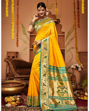 Yellow Banaras Paithani Saree