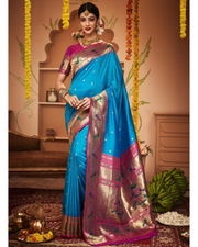 Blue Banaras Paithani Saree