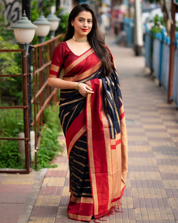 Dark Blue Banarasi Saree