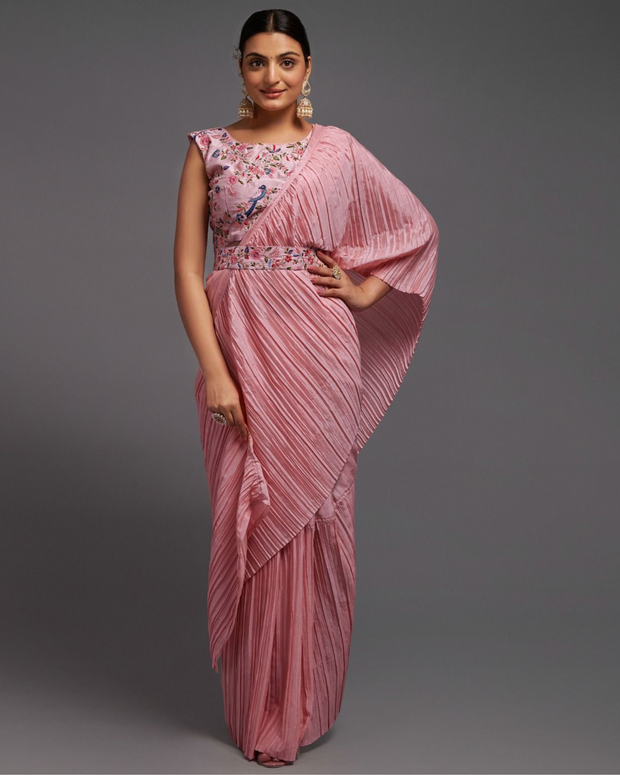 Pink Crush Chinon Saree