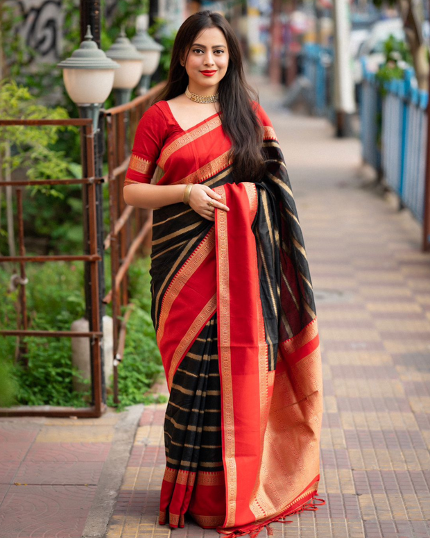 Black And Red Banarasi Saree